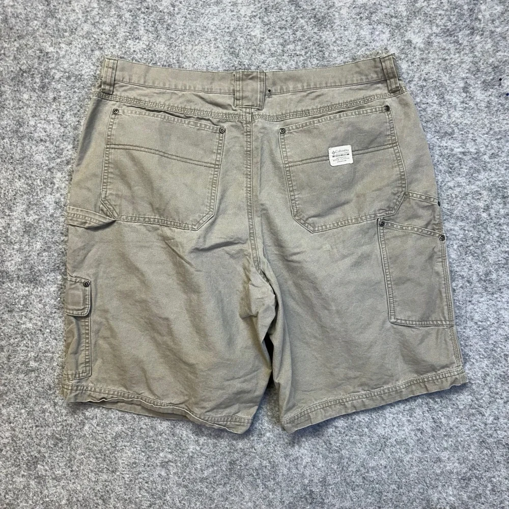 Columbia Carpenter Shorts Mens 38 Khaki Canvas Utility Heavy Duty 00132